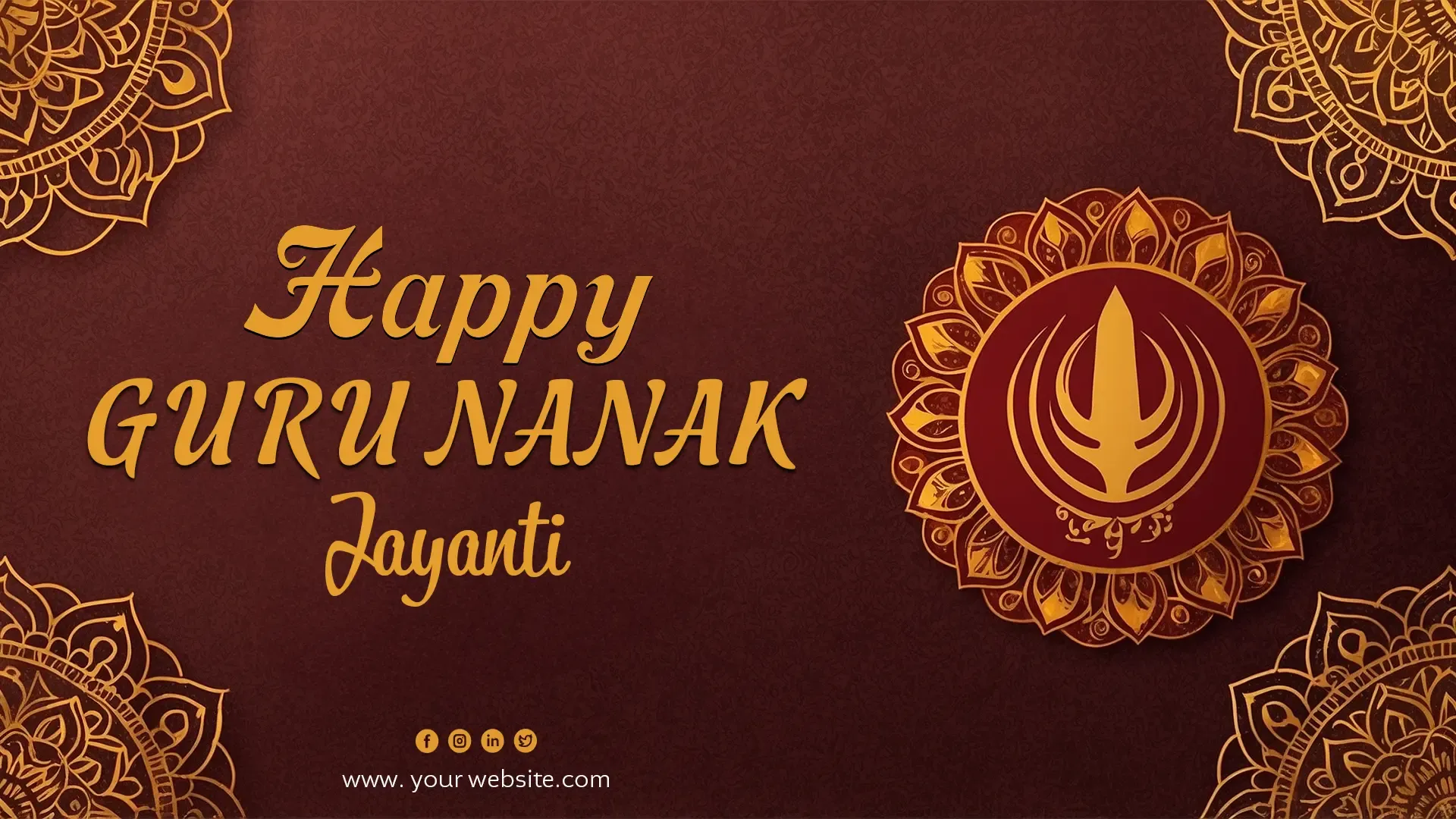 Luxurious Guru Nanak Jayanti Greeting Card with Elegant Golden Motifs image